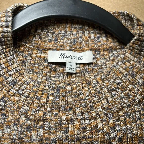 Madewell Knit Short Sleeve Mock Neck Bodycon Ribbed Sweater Dress Size Medium - Picture 4 of 5